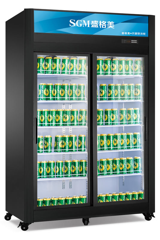 Commercial Sliding Door Display Fridge 1080L Supermarket Refrigeration Equipment