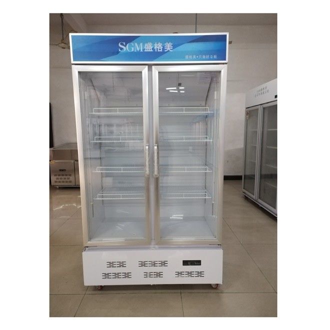 Beverage Upright Refrigerated Display Case 688L Double Glass Door Bar Fridge